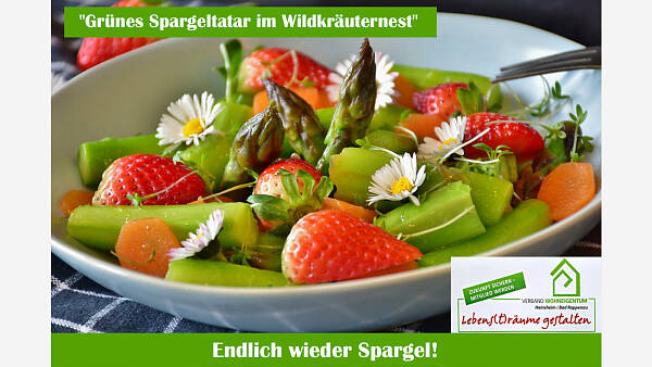 Themenbild: "Grünes Spargeltatar im Wildkräuternest"