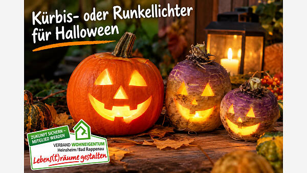 Themenbild: Kürbis- oder Runkellichter für Halloween