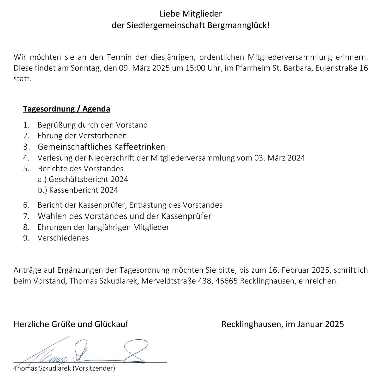 Beilage Februar 2025, Mitgliederversammlung