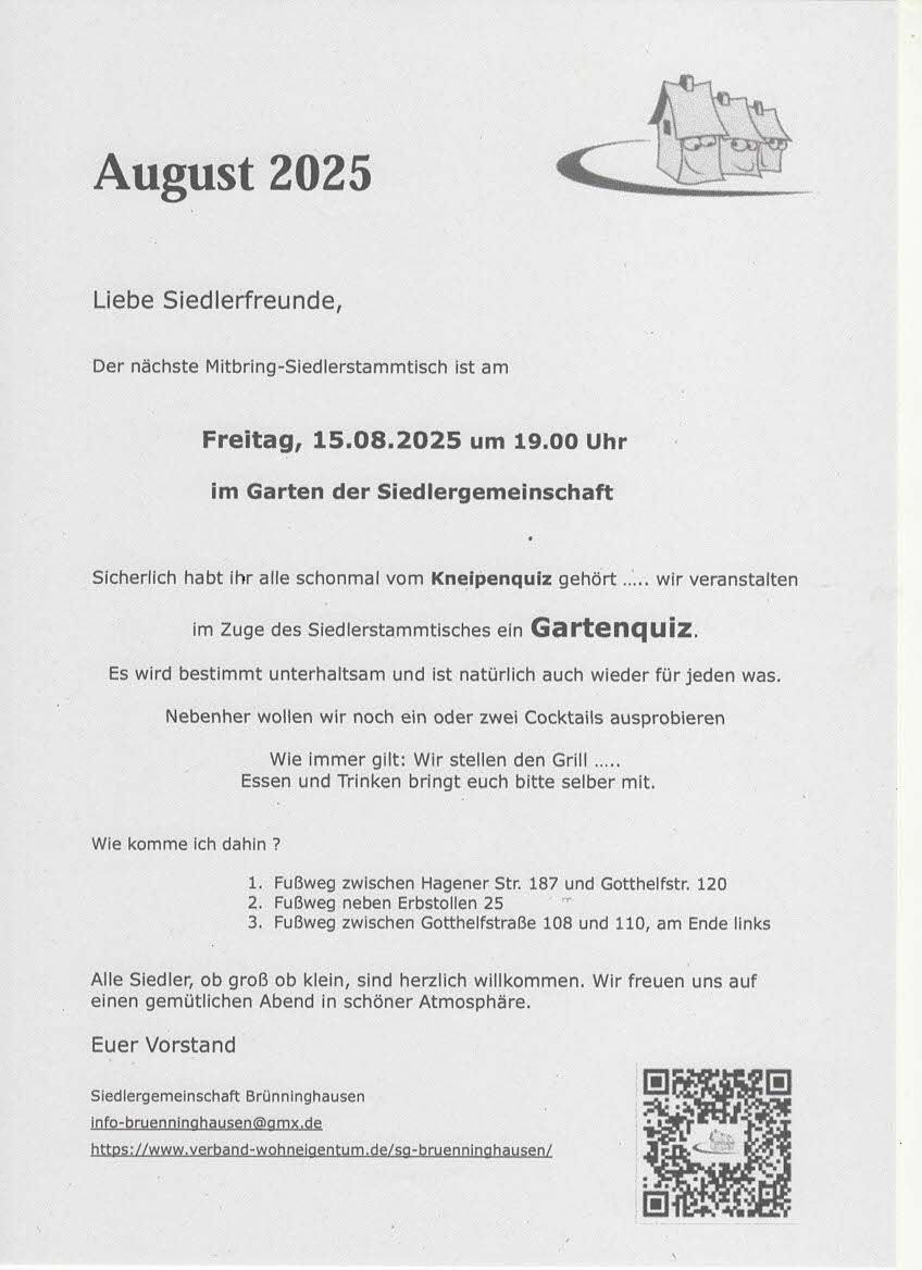 Einladung Mitbringsiedlerstammtisch