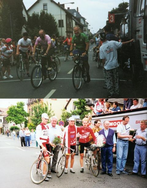 Der Vorsitzende Lothar Ockler beim Start im grünen Trikot, Foto von Lothar Ockle