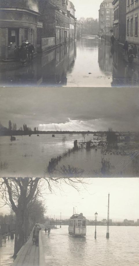 Überschwemmung der Nidda 1919/20 bei Rödelheim,Hausen,Ginnheim und Bockenheim, Fotos von Hermann Reissner