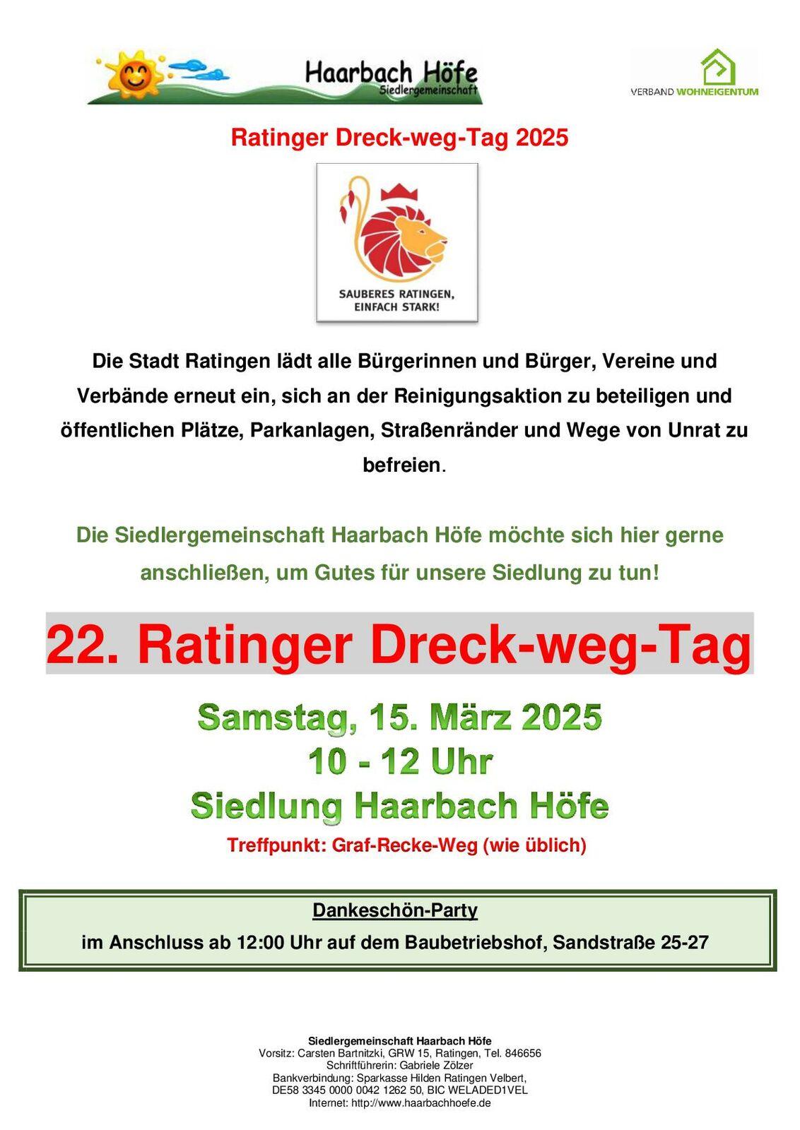 Einladung Ratinger Dreck-weg-Tag 2025