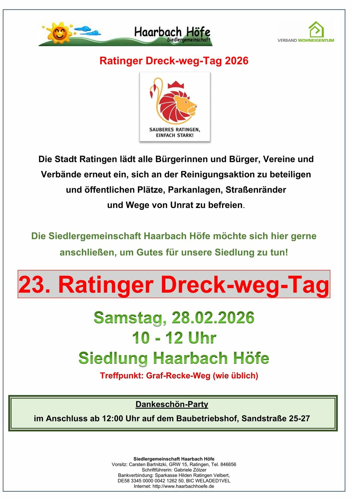 Einladung Ratinger Dreck-weg-Tag 2026