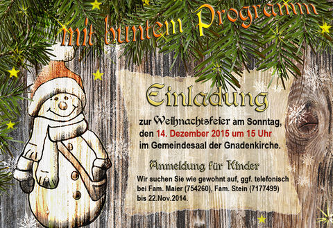 Einladung zur Kinderweihnachtsfeier 2014