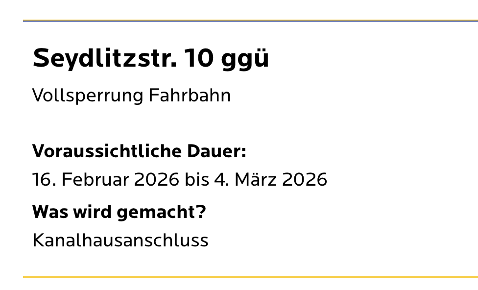 Baustelle Seydlitzstr.