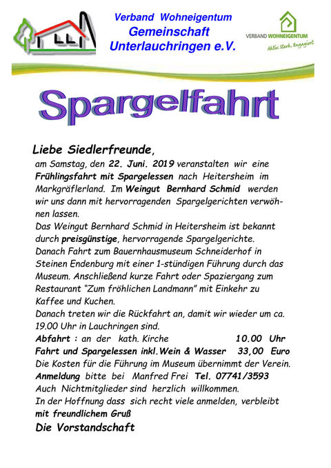 Einladung Spargelfahrt