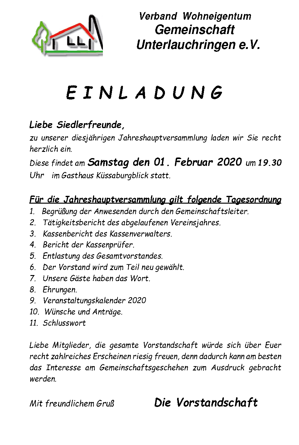 Jahrenhauptversammlung 2020