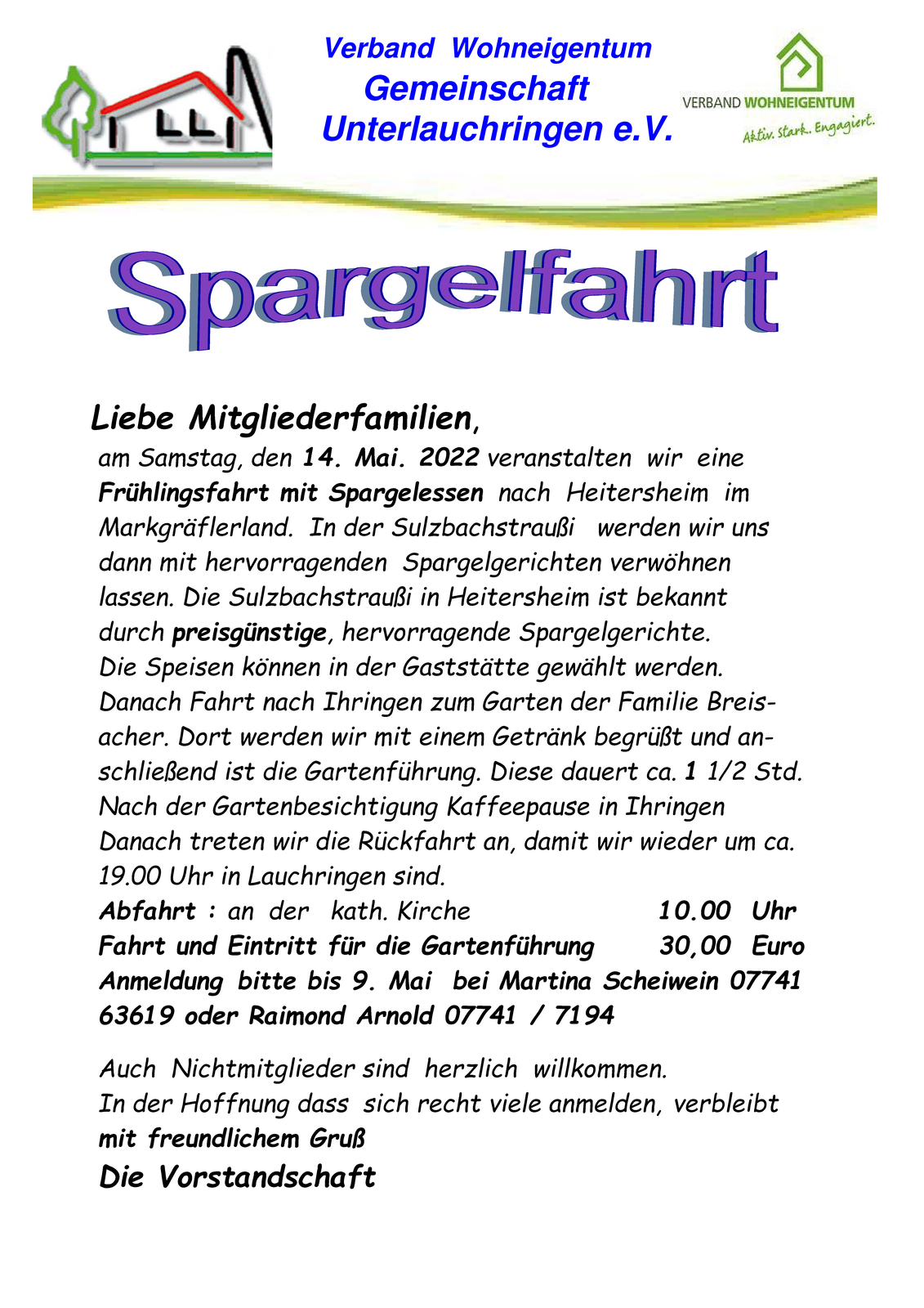 Einladung Spagelfahrt