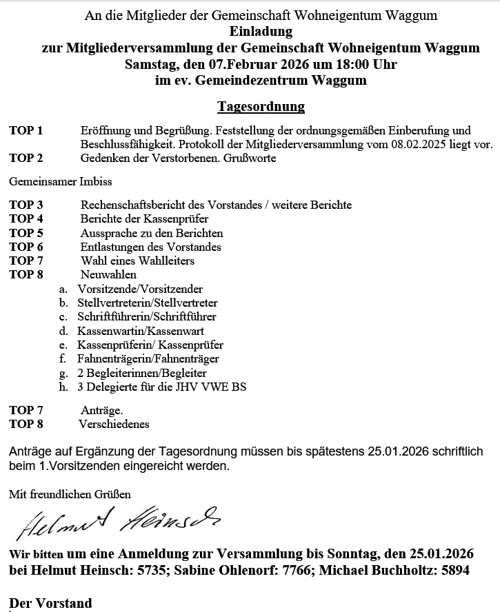 Einladung Mitgliederversammlung