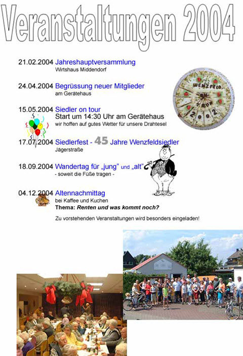 Bild - Übersicht der Veranstaltungen 2004