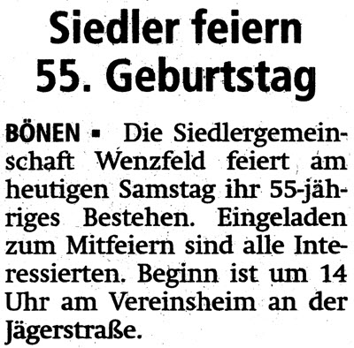 55 Jahre Gemeinschaft Wenzfeld