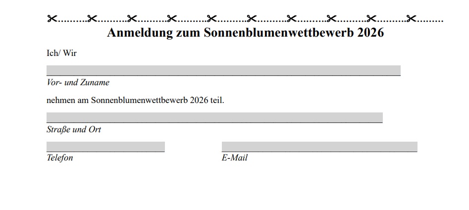 Anmeldung zum Sonnenblumenwettbewerb