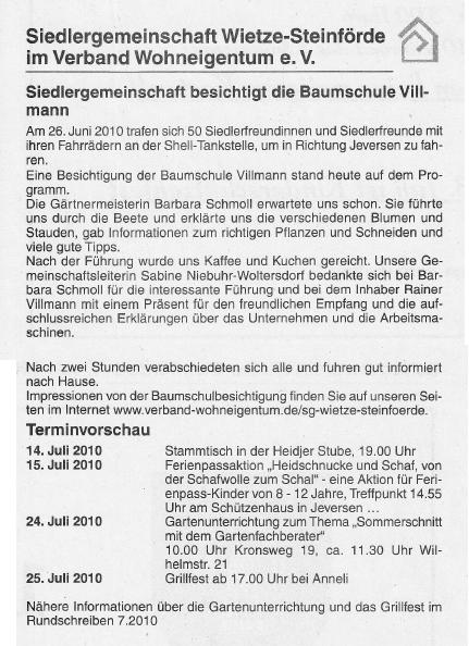 Presemitteilung vom 14.07.2010