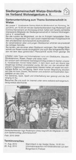 Pressemeldung vom 11.08.2010