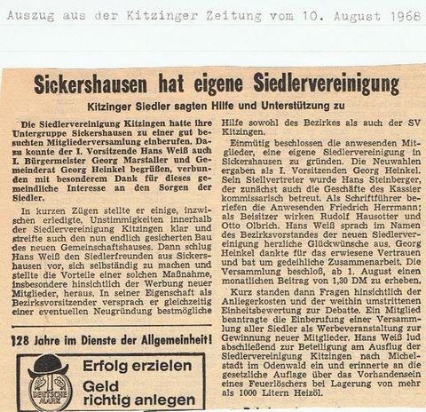 Berichterstattung Kitzinger Zeitung zur Gründungsversammlung