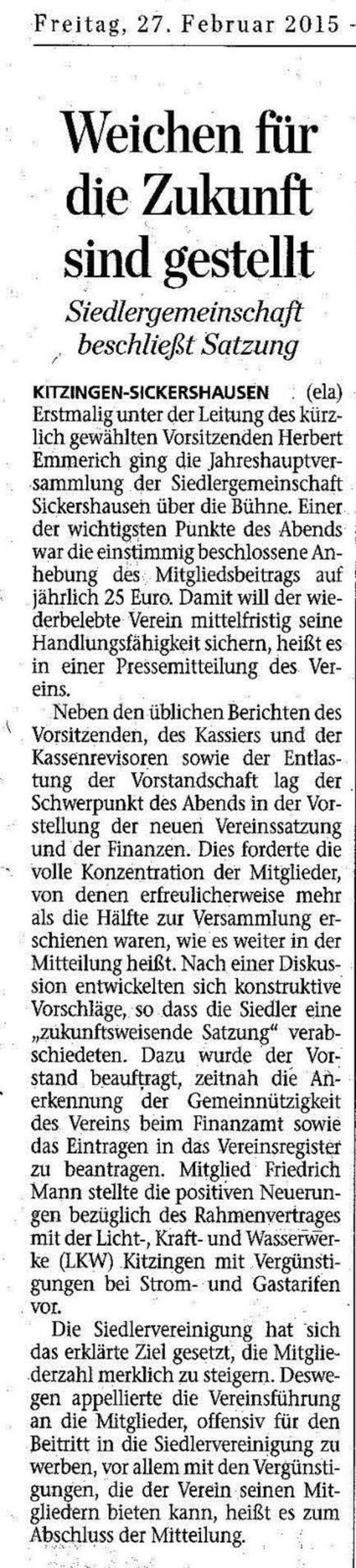 Pressebericht JHV 2015