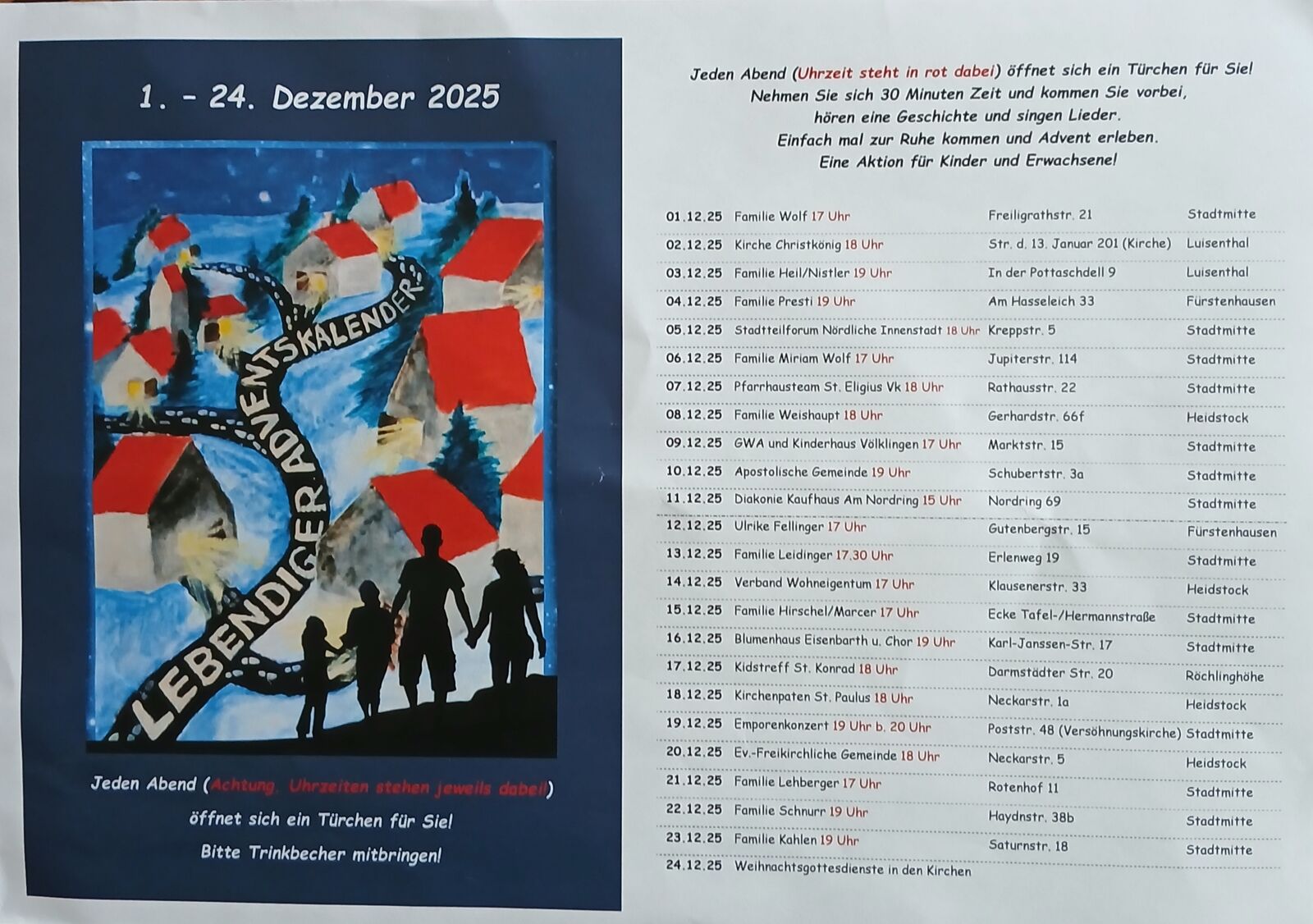 Termine des lebendigen Adventskalenders,VK