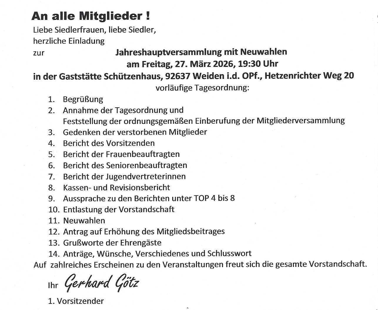 Einladung zur JHV am 27.03.2026